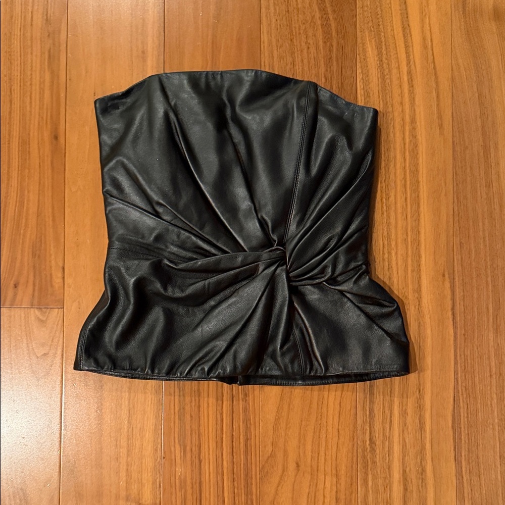 Elegant Black Faux Leather Bustier